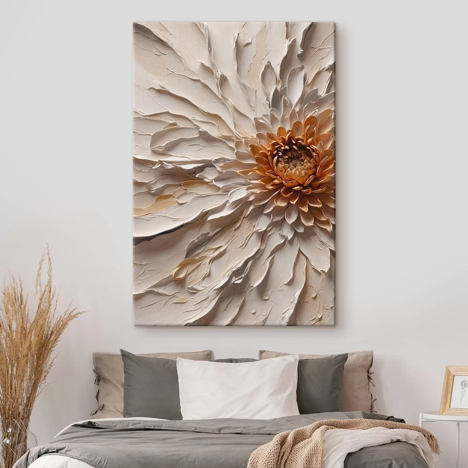 carta da parati Fiore volumetrico con petali cremosi e nucleo caldo nr. s44878