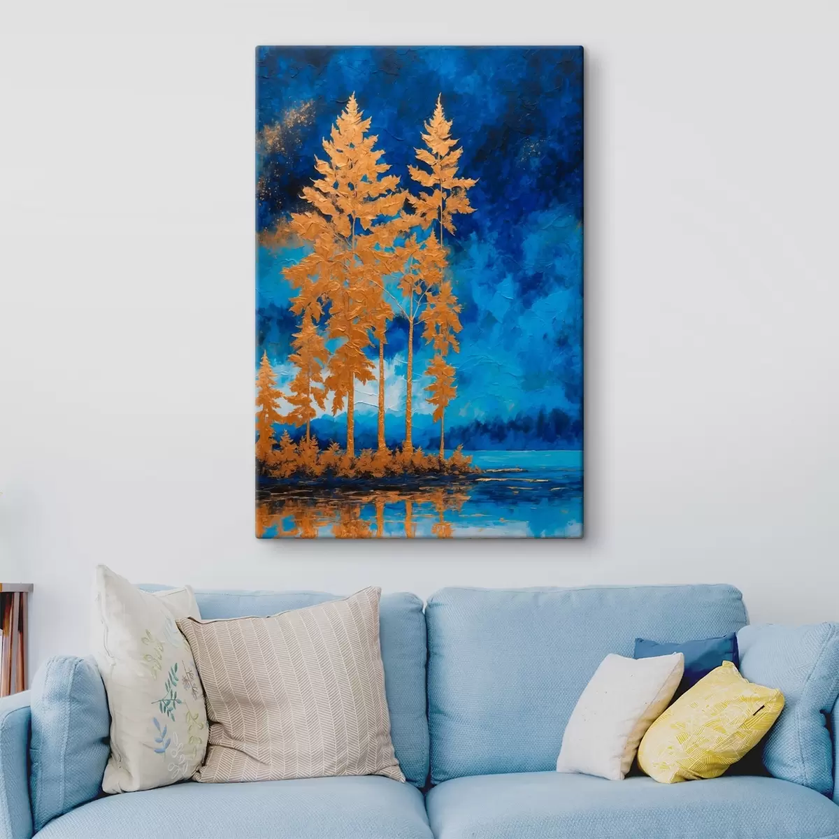 carta da parati Alberi sullo sfondo del cielo notturno in tonalità blu nr. s44888