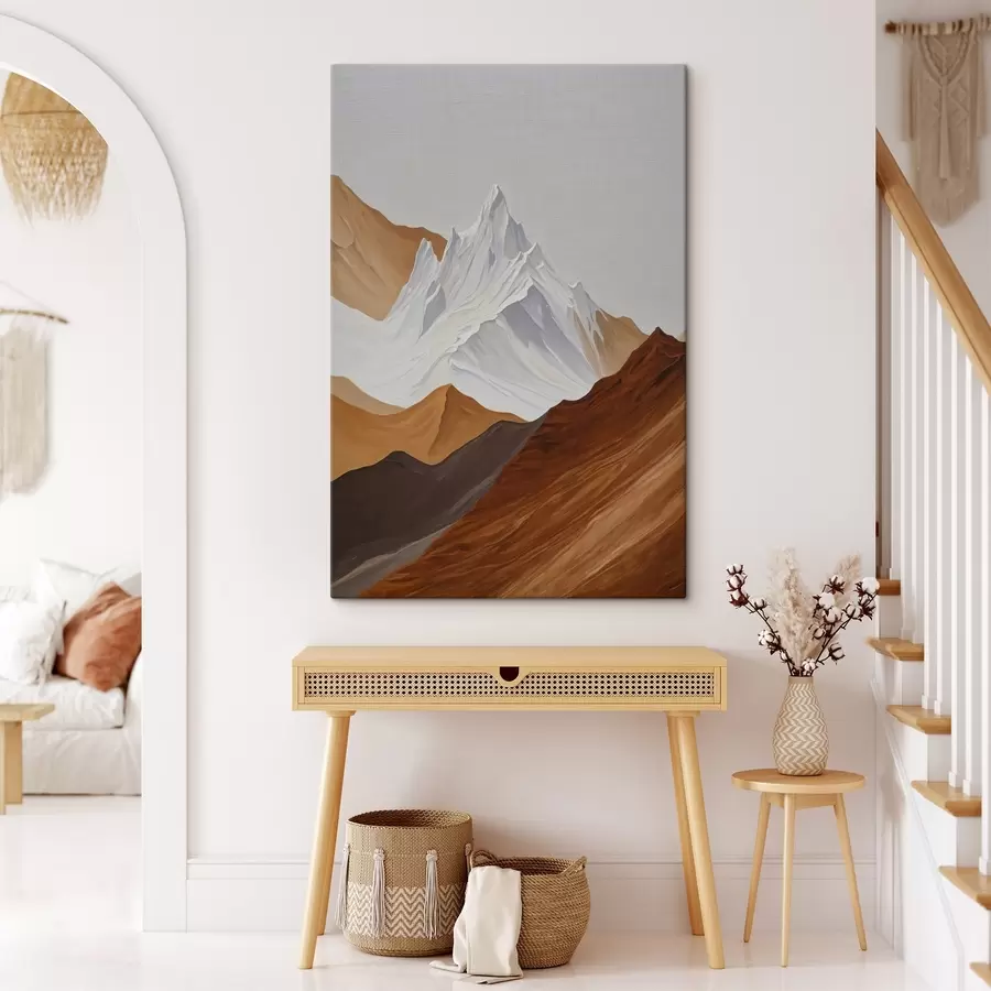 carta da parati Paesaggio geometrico di montagna nei toni del marrone e del bianco nr. s44896