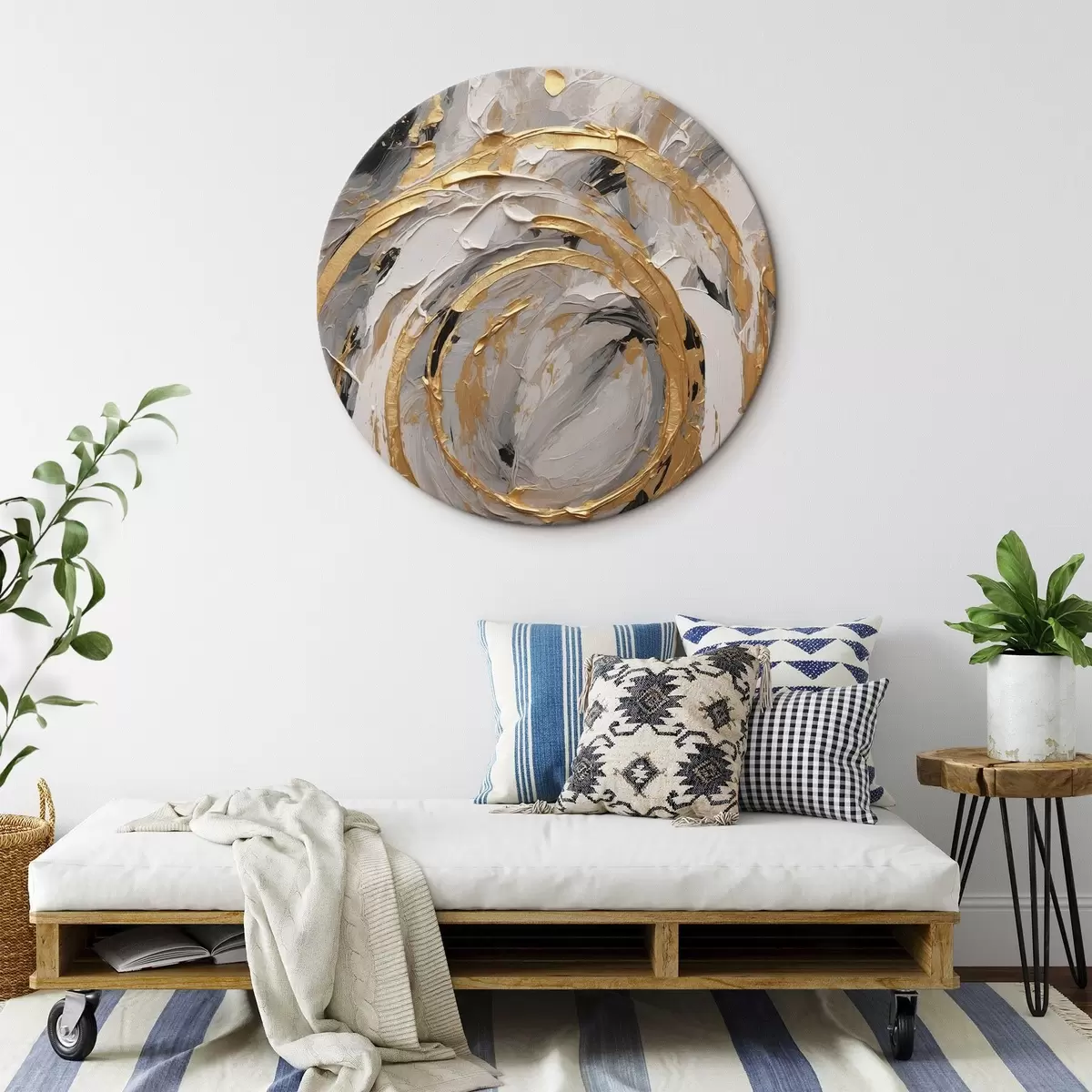Quadri rotondi Texture astratta con cerchi e pastelli r44876