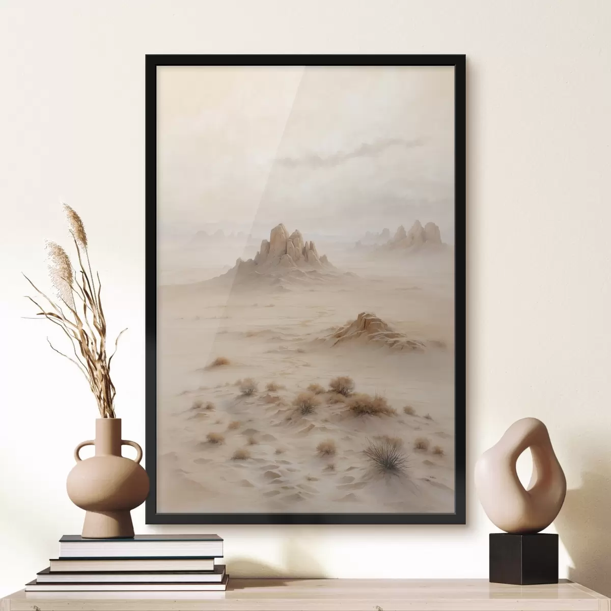 Poster Paesaggio desertico minimalista con rocce di montagna f44883