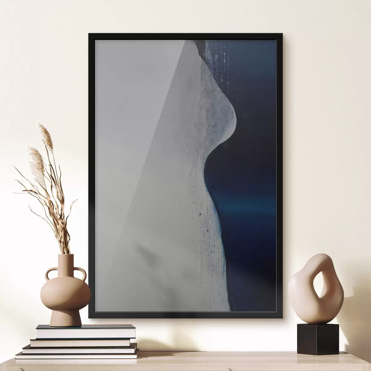 Poster Astrazione a forma di onda con tavolozza bianca e blu tavolozza blu f44895