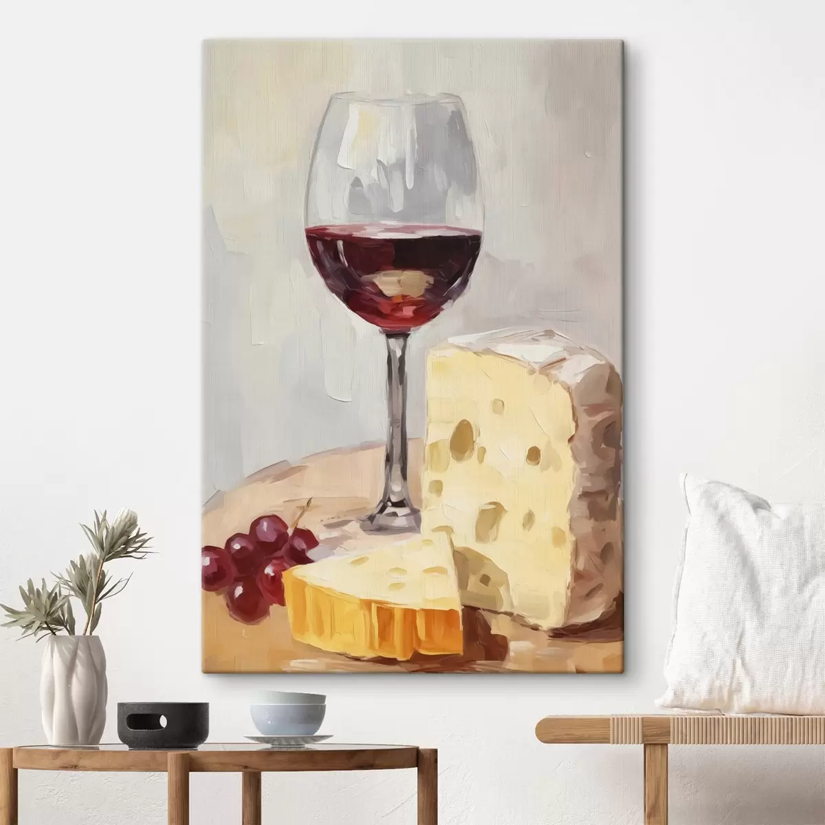 carta da parati Bicchiere di vino vicino al formaggio nr. s44829