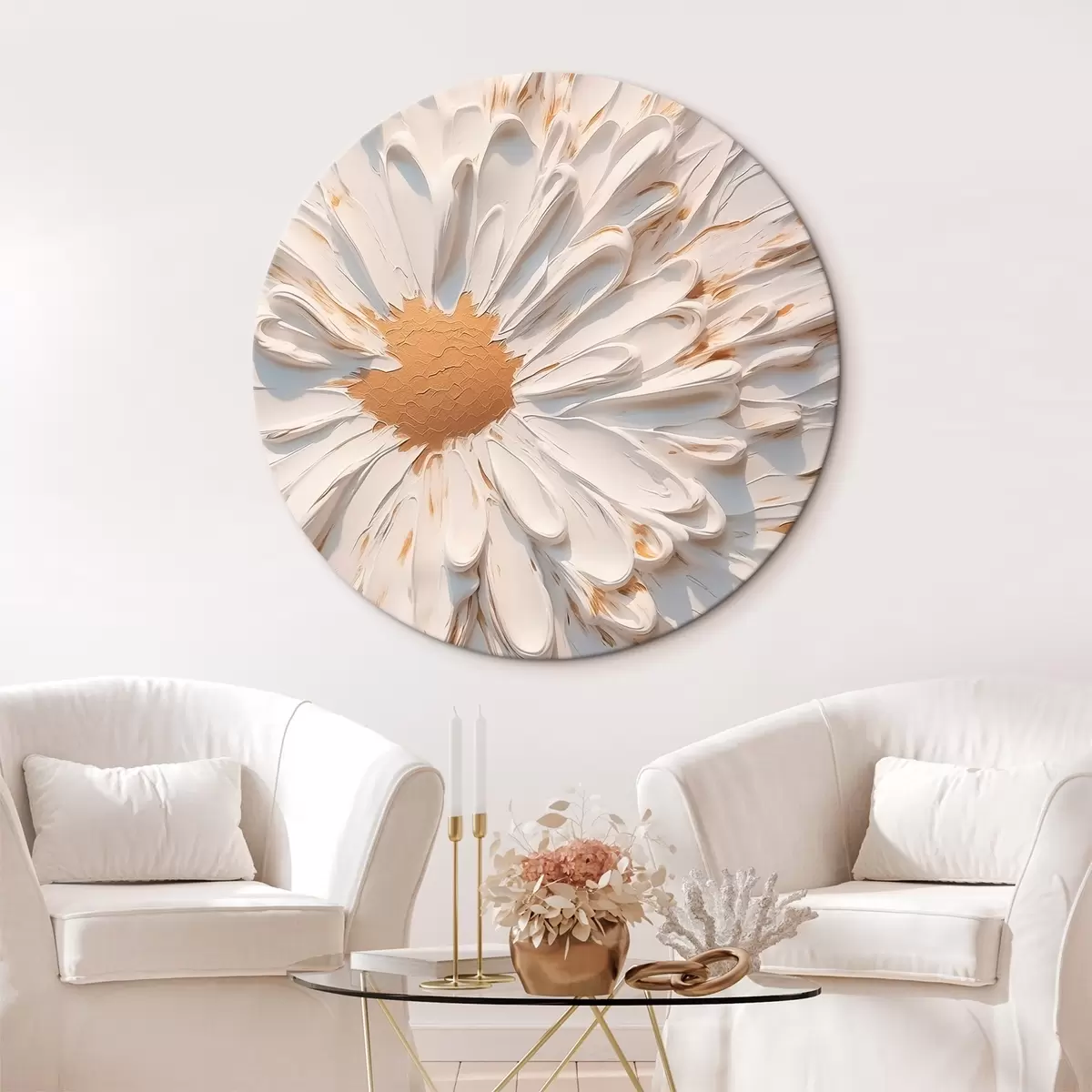 Quadri rotondi Pittura a imitazione della camomilla r44816