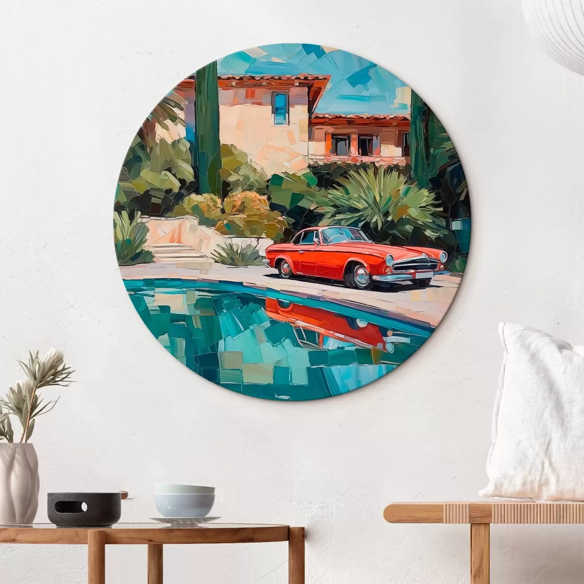 Quadri rotondi Auto vicino alla villa r44822