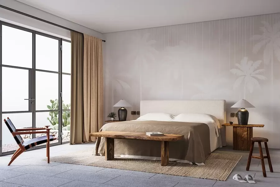 Carta da parati nature Nebbia con palme 