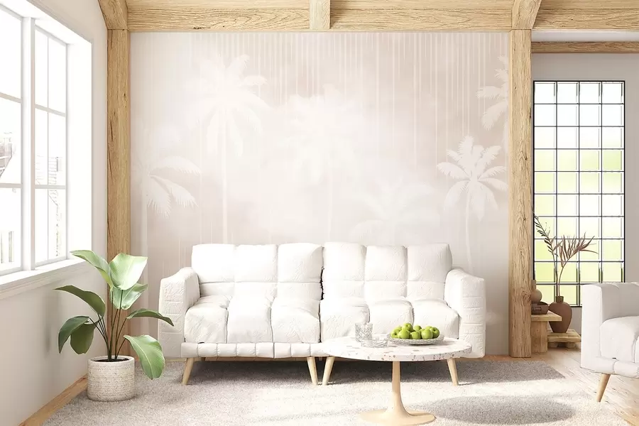 Carta da parati nature Nebbia con palme 