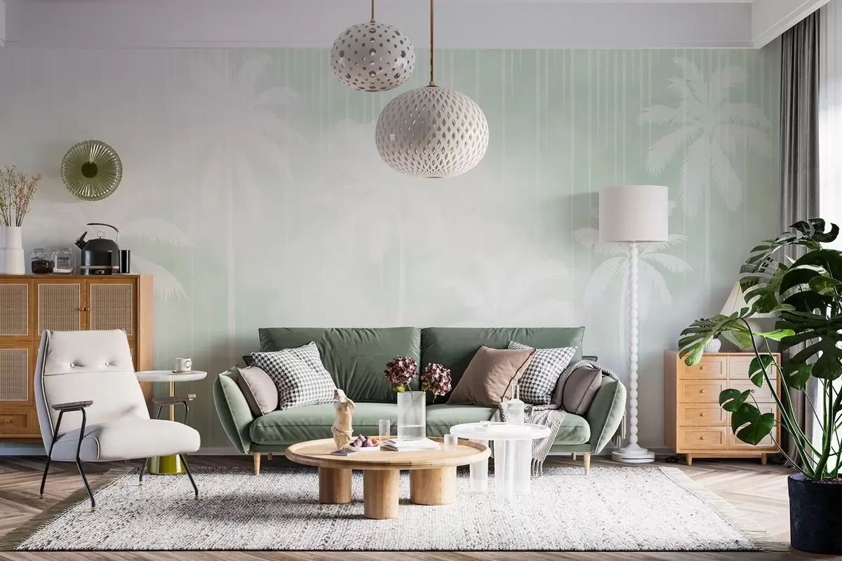 carta da parati Nebbia con palme nr. w04180v3