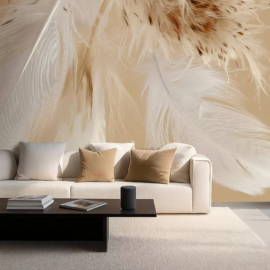 carta da parati Piume leggere nei toni caldi del beige e del bianco nr. w09153