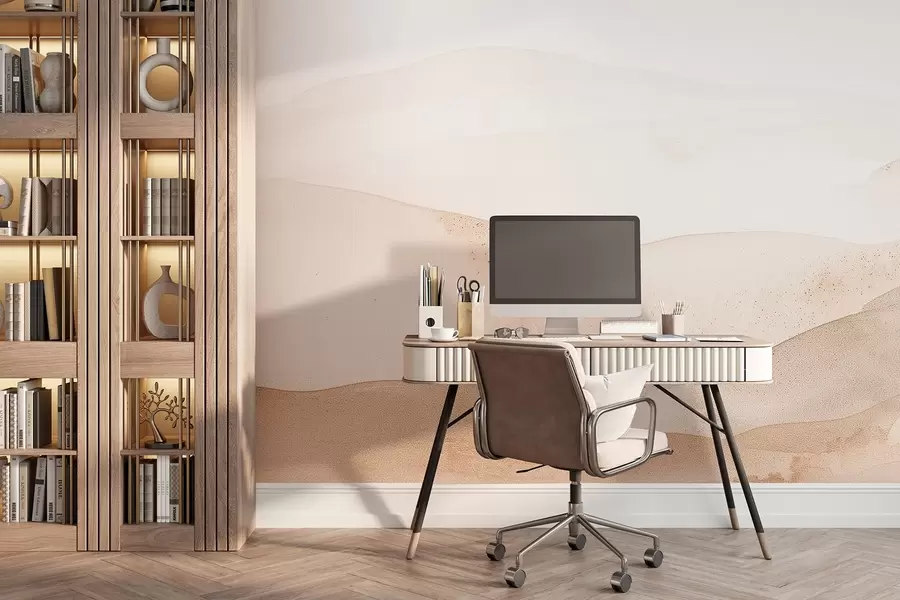 carta da parati Montagne in stile acquerello in tonalità beige chiaro nr. w09223