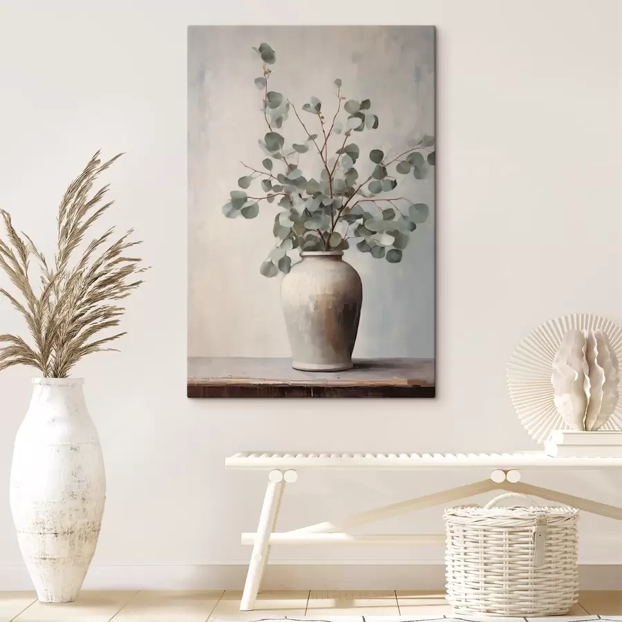 carta da parati Rami di eucalipto in un vaso di argilla nr. s44906