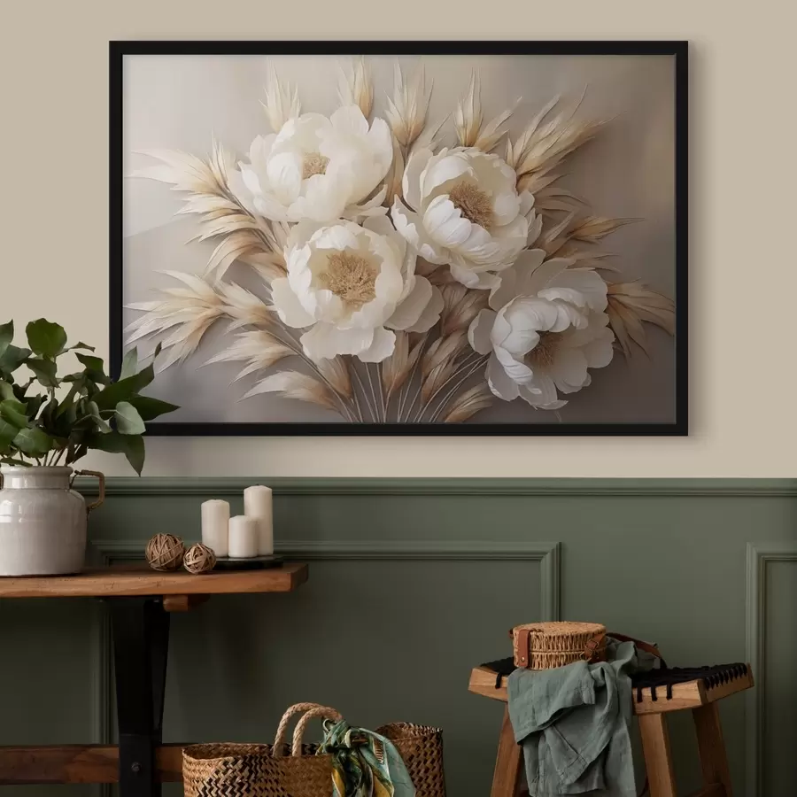 carta da parati Peonie con spighe nr. f44913