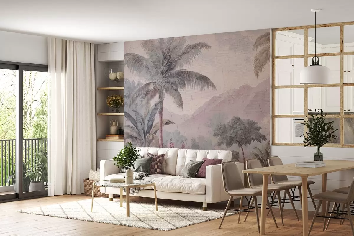 carta da parati giungla tropicale in stile retrò nr. w04139