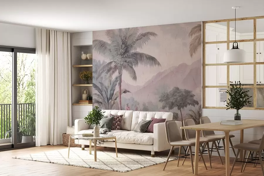 Carta da parati nature giungla tropicale in stile retrò 