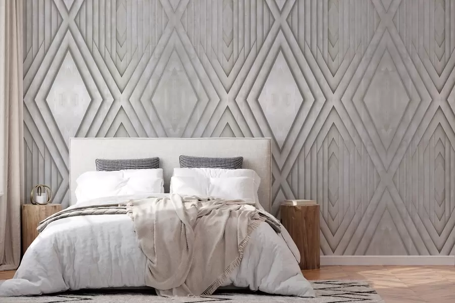 Carta da parati 3D imitazione di pannelli in legno nei colori beige 