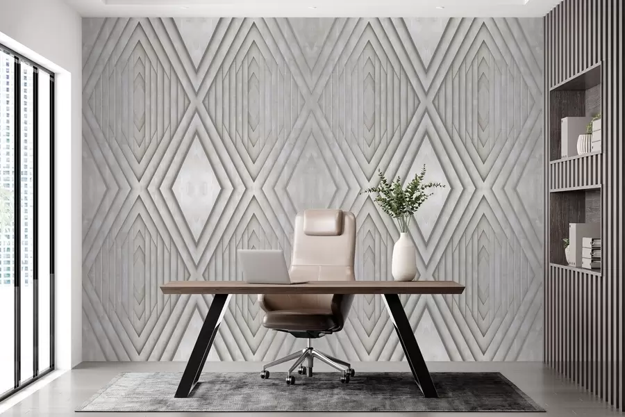 Carta da parati 3D imitazione di pannelli in legno nei colori beige 