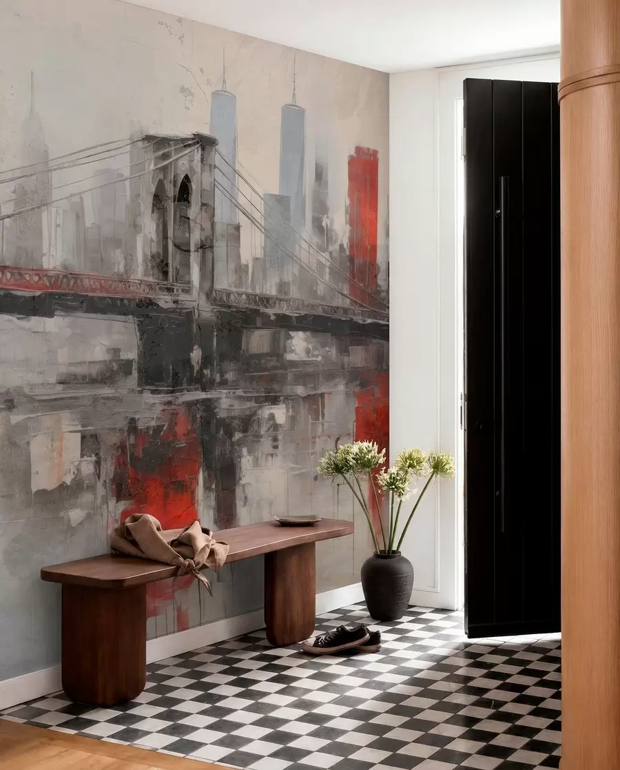 Carta da parati con la vista di città Loftscape urbano 