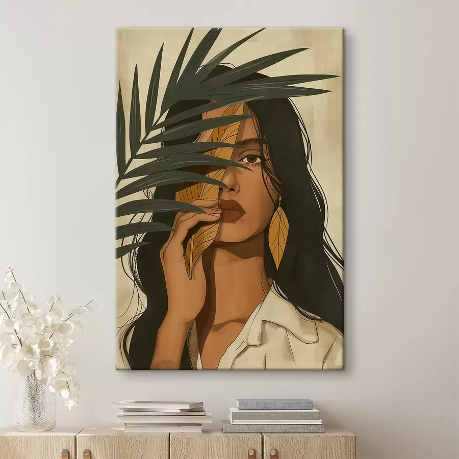 carta da parati Volto nascosto dietro le foglie nr. s44960