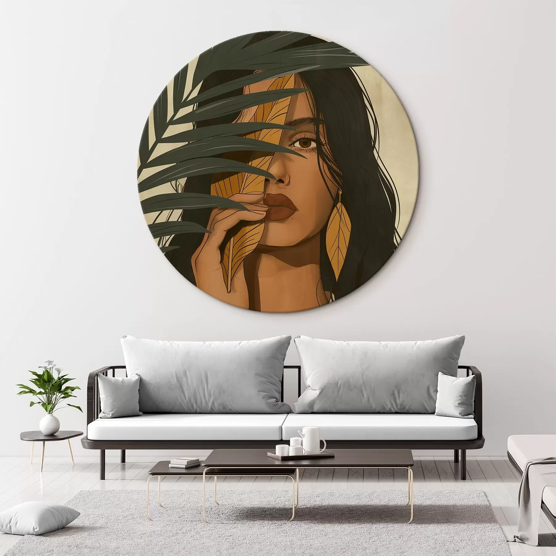 carta da parati Volto nascosto dietro le foglie nr. r44960