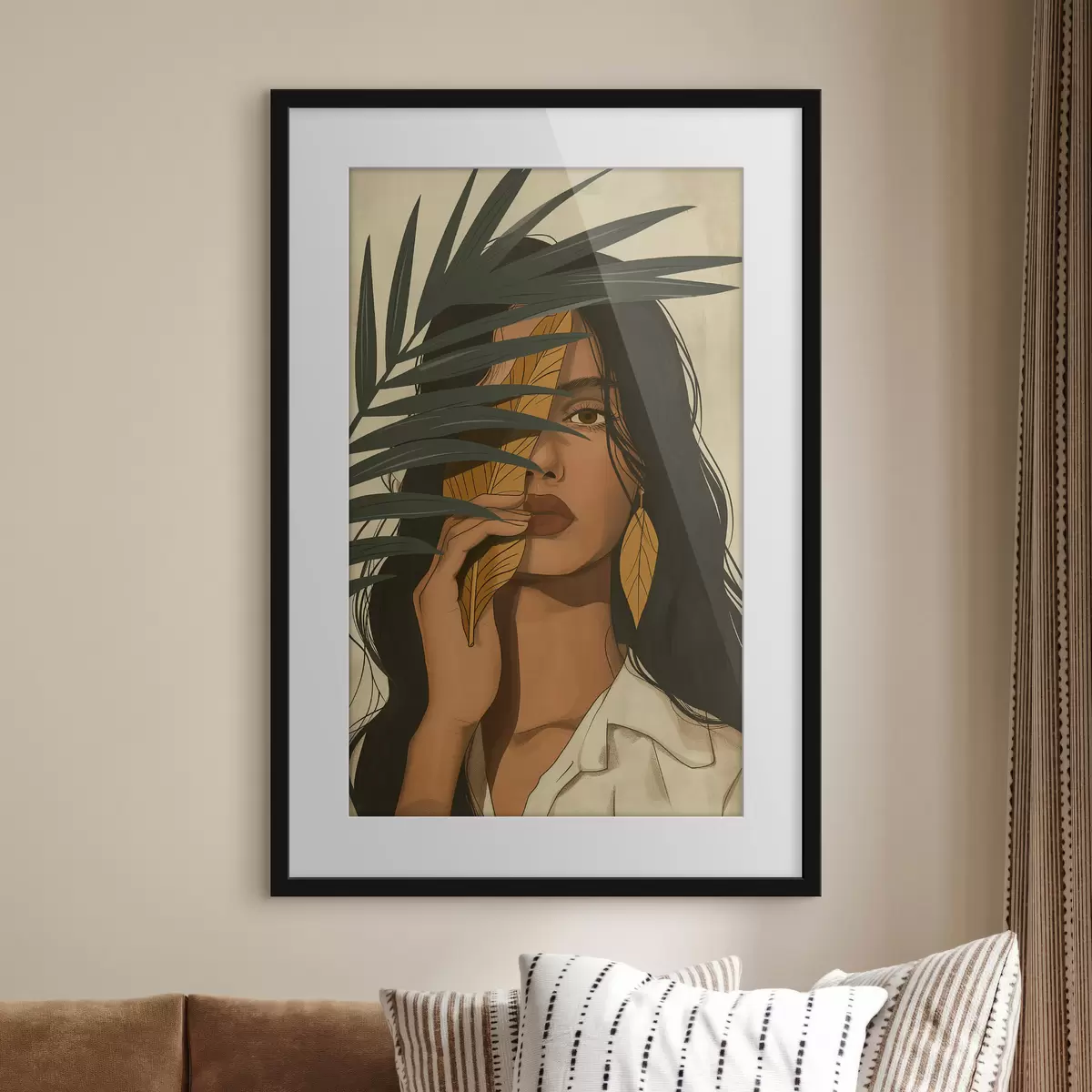 Poster Volto nascosto dietro le foglie f44960