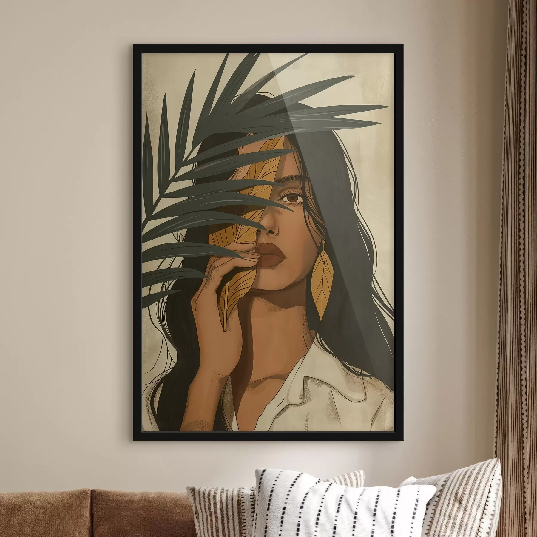 carta da parati Volto nascosto dietro le foglie nr. f44960