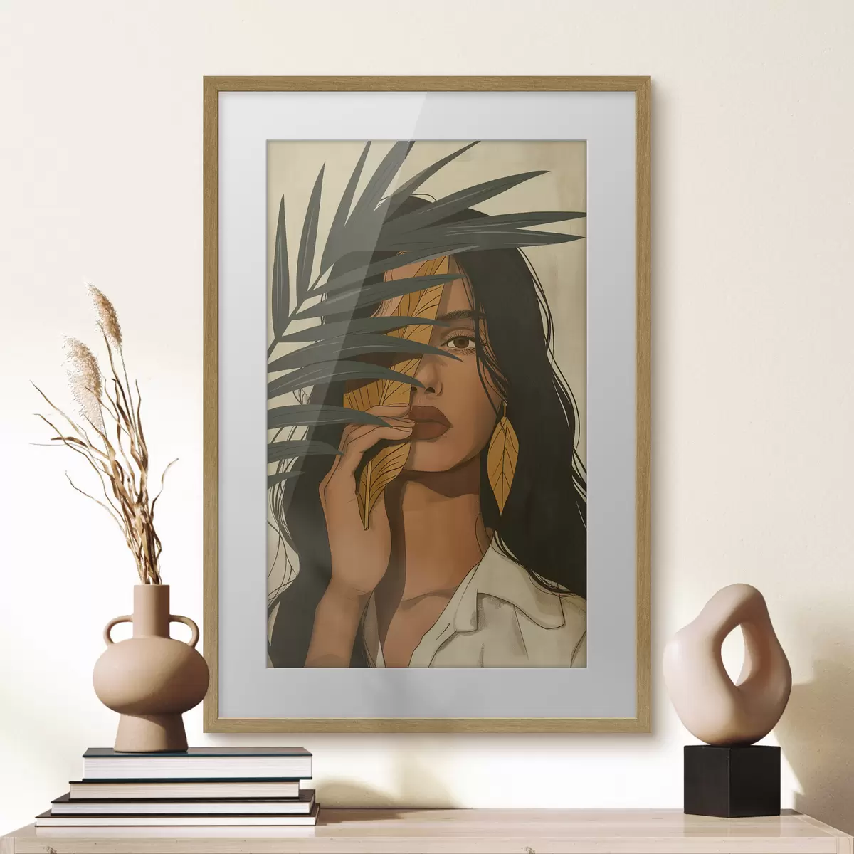 Poster Volto nascosto dietro le foglie f44960