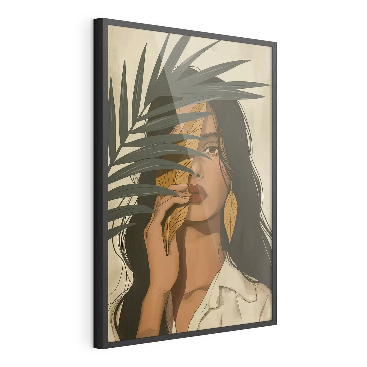 Poster Volto nascosto dietro le foglie f44960