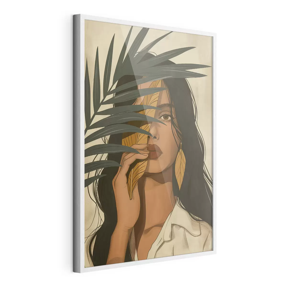 Poster Volto nascosto dietro le foglie f44960
