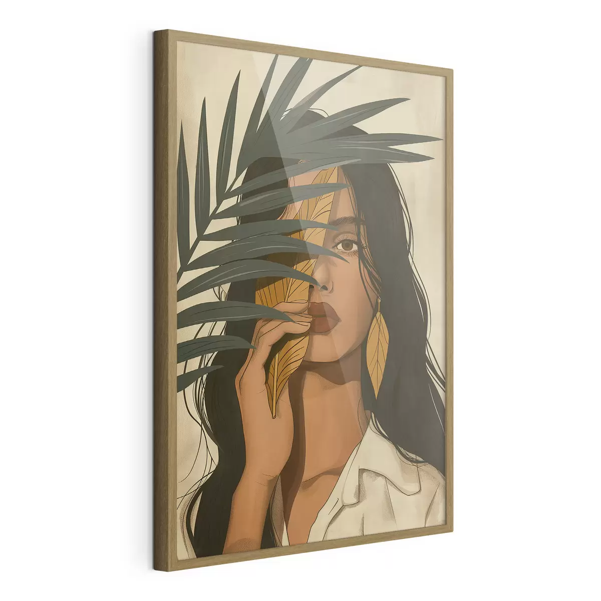 Poster Volto nascosto dietro le foglie f44960