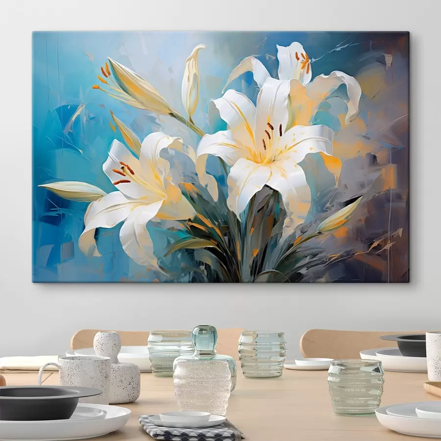 carta da parati Gigli astratti su sfondo colorato in stile artistico nr. s44849