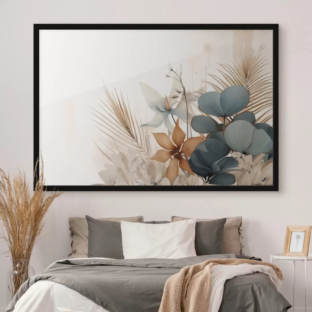 Poster Foglie e fiori decorativi in stile acquerello f44843
