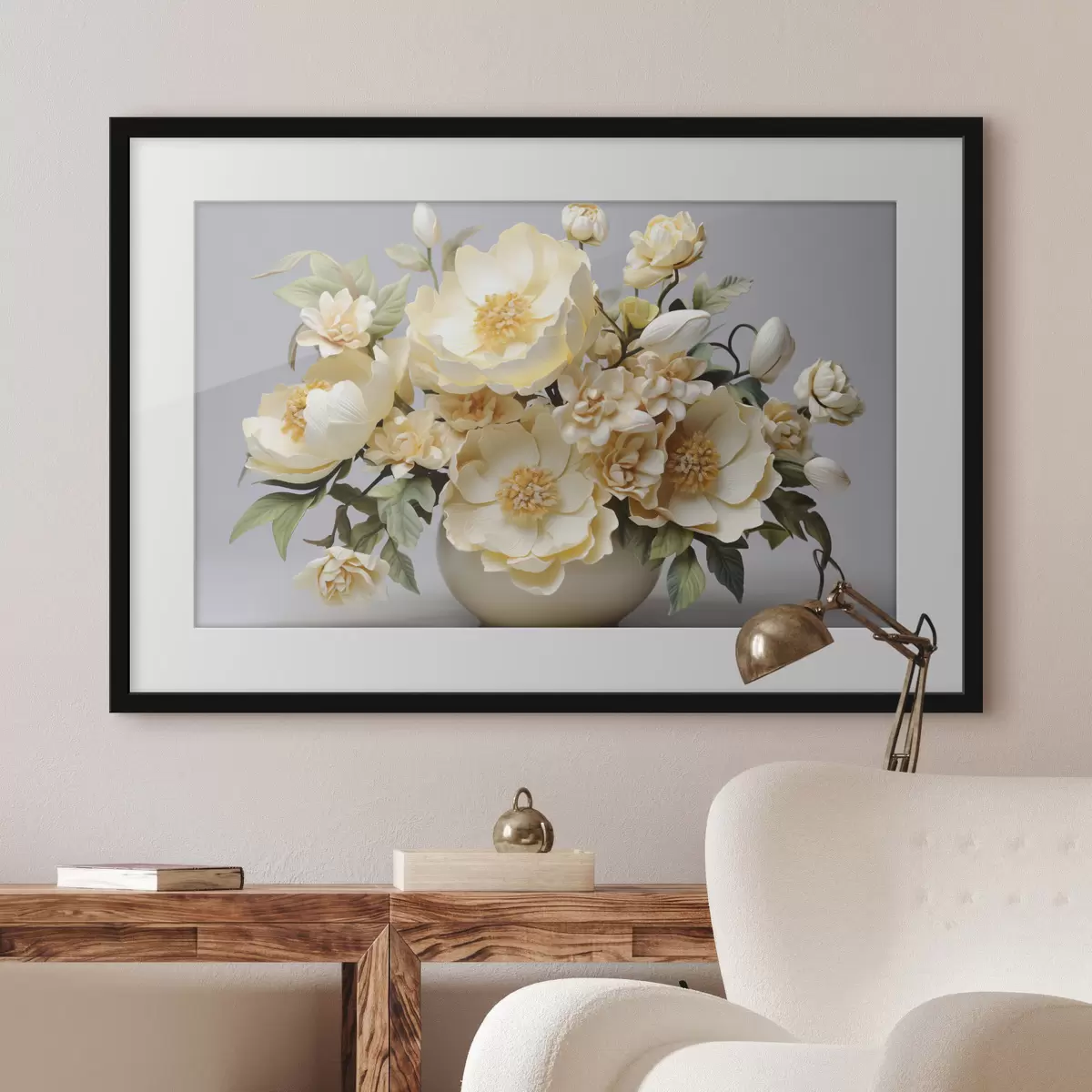 Poster Bouquet floreale lussureggiante in tonalità pastello f44846