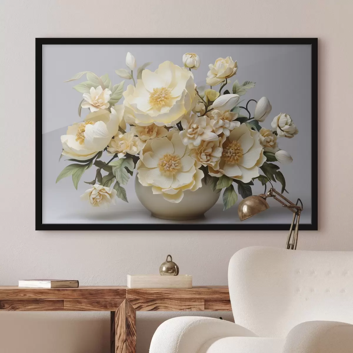 Poster Bouquet floreale lussureggiante in tonalità pastello f44846