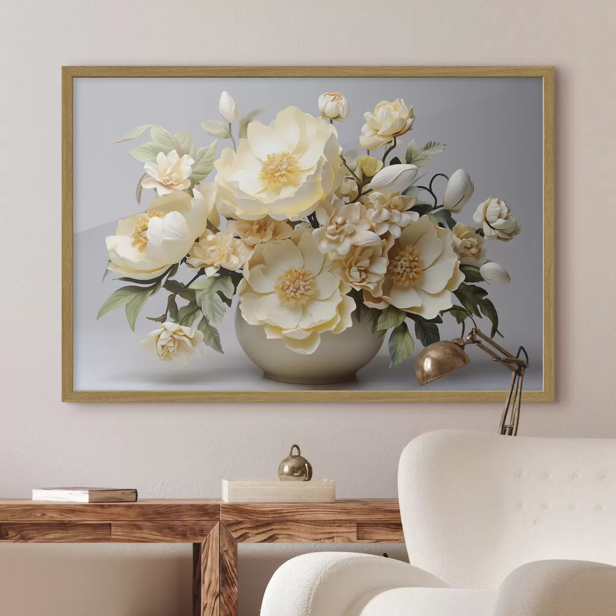 Poster Bouquet floreale lussureggiante in tonalità pastello f44846
