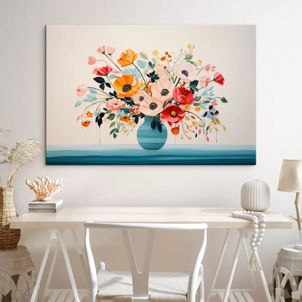 carta da parati Bouquet colorato in un vaso blu in stile decorativo nr. s44937