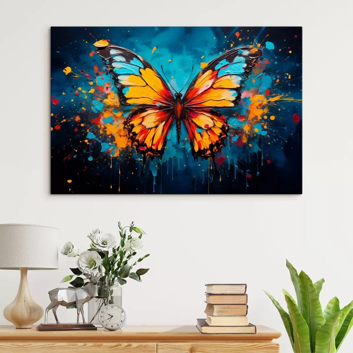 carta da parati Farfalla colorata in stile paint splatter nr. s44938