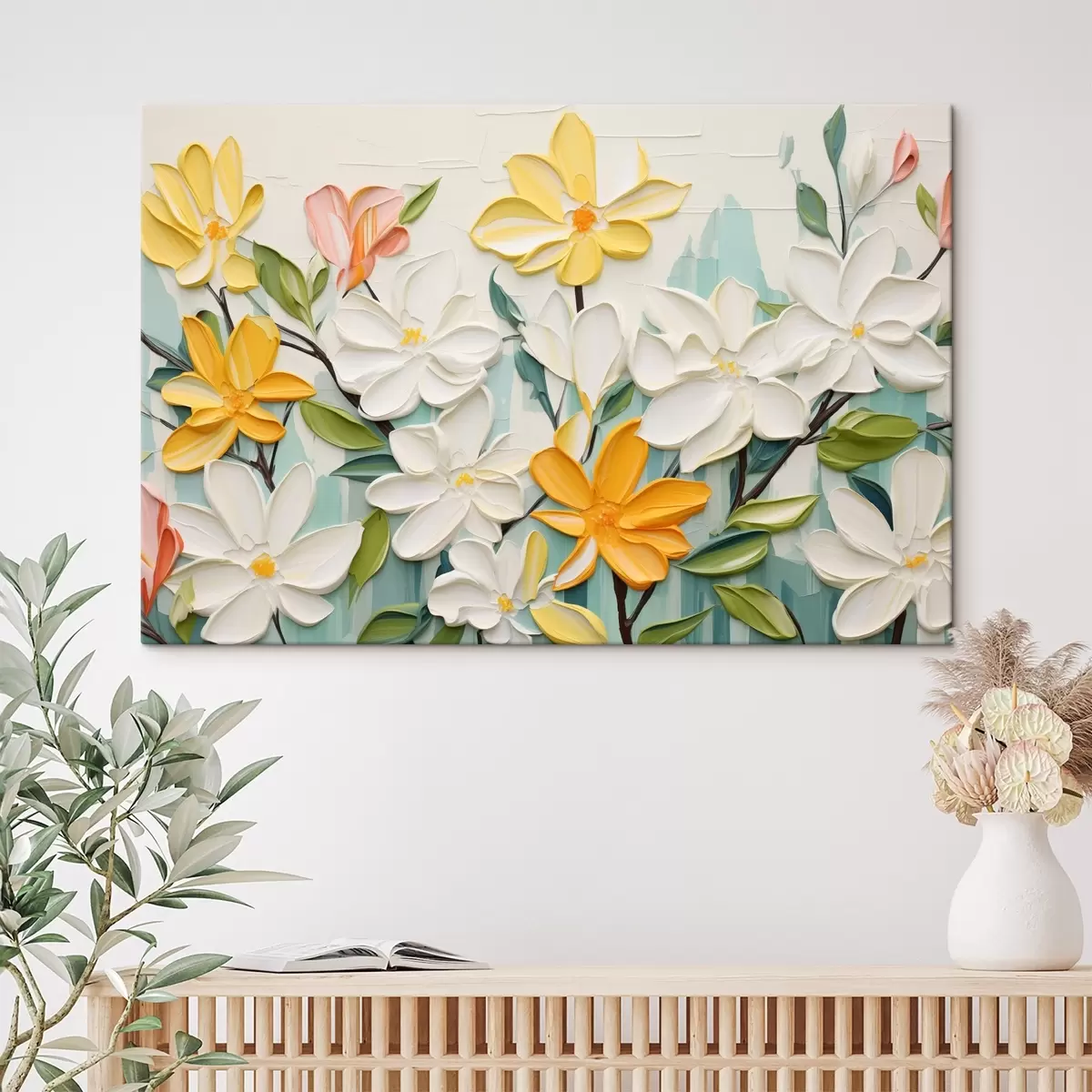 carta da parati Fiori in rilievo dai colori vivaci in stile imitazione pennellata nr. s44942