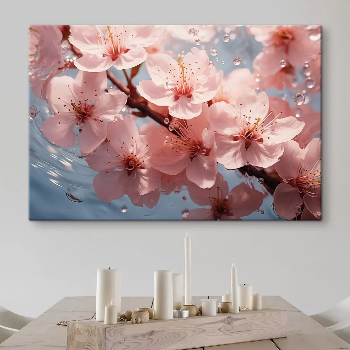 carta da parati Fiori rosa in acqua con gocce nr. s44946