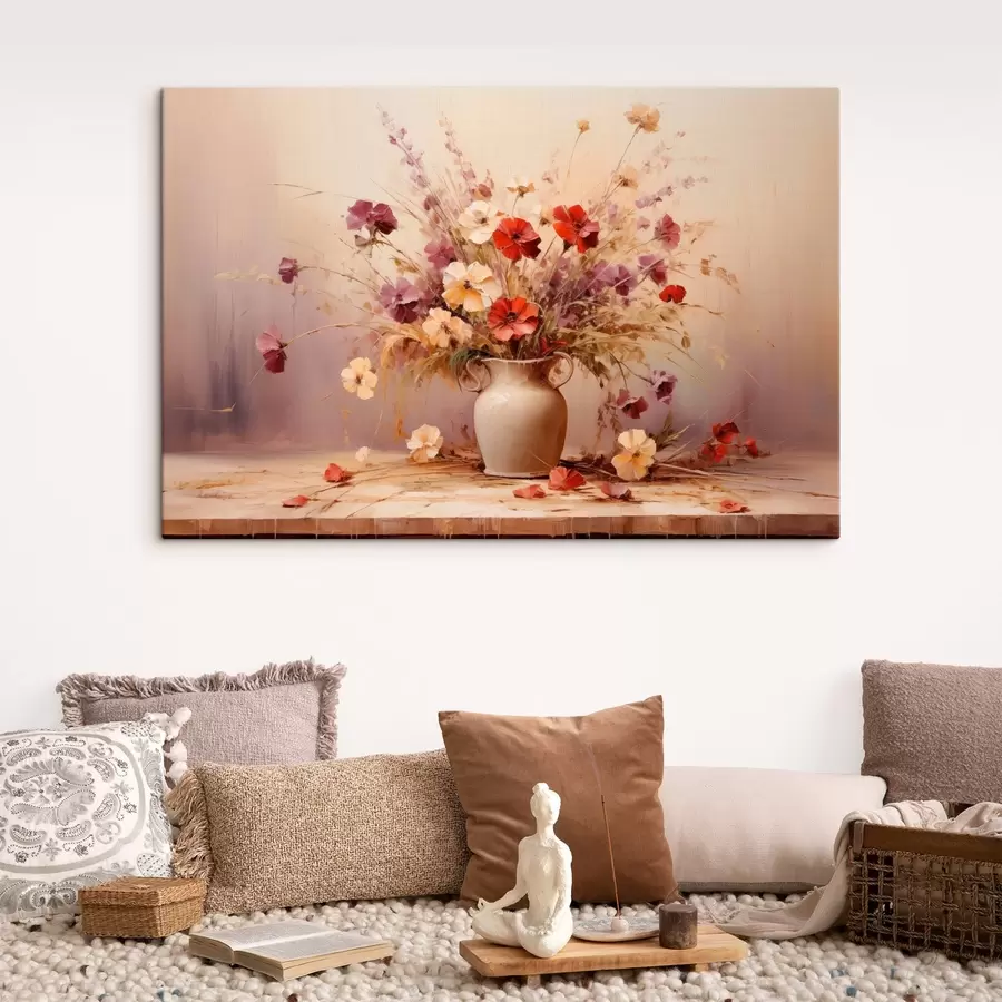 carta da parati Bouquet di fiori di campo in un vaso in stile pittura ad olio nr. s44947