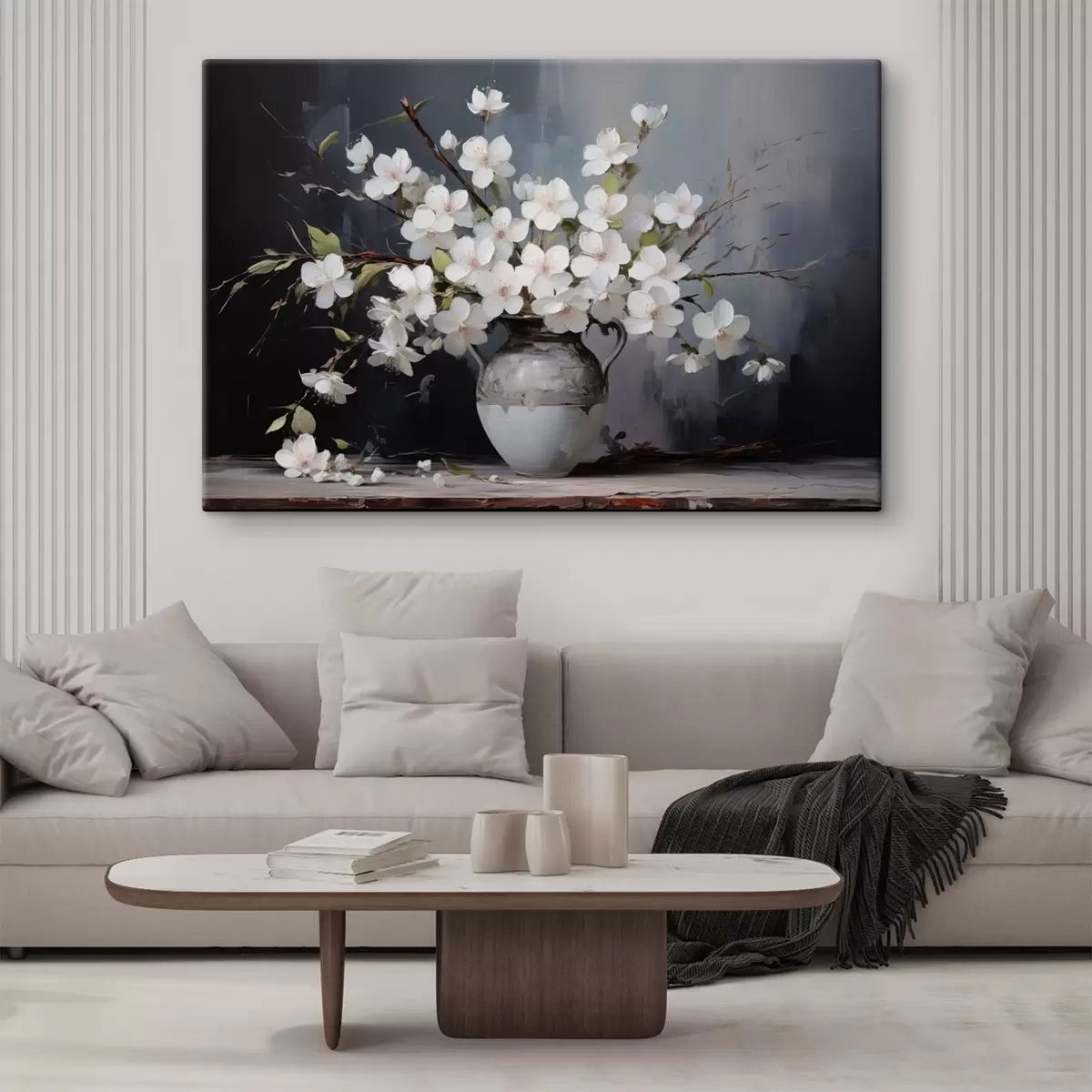 carta da parati Rami fioriti in un vaso su sfondo scuro in stile pittoresco nr. s44949