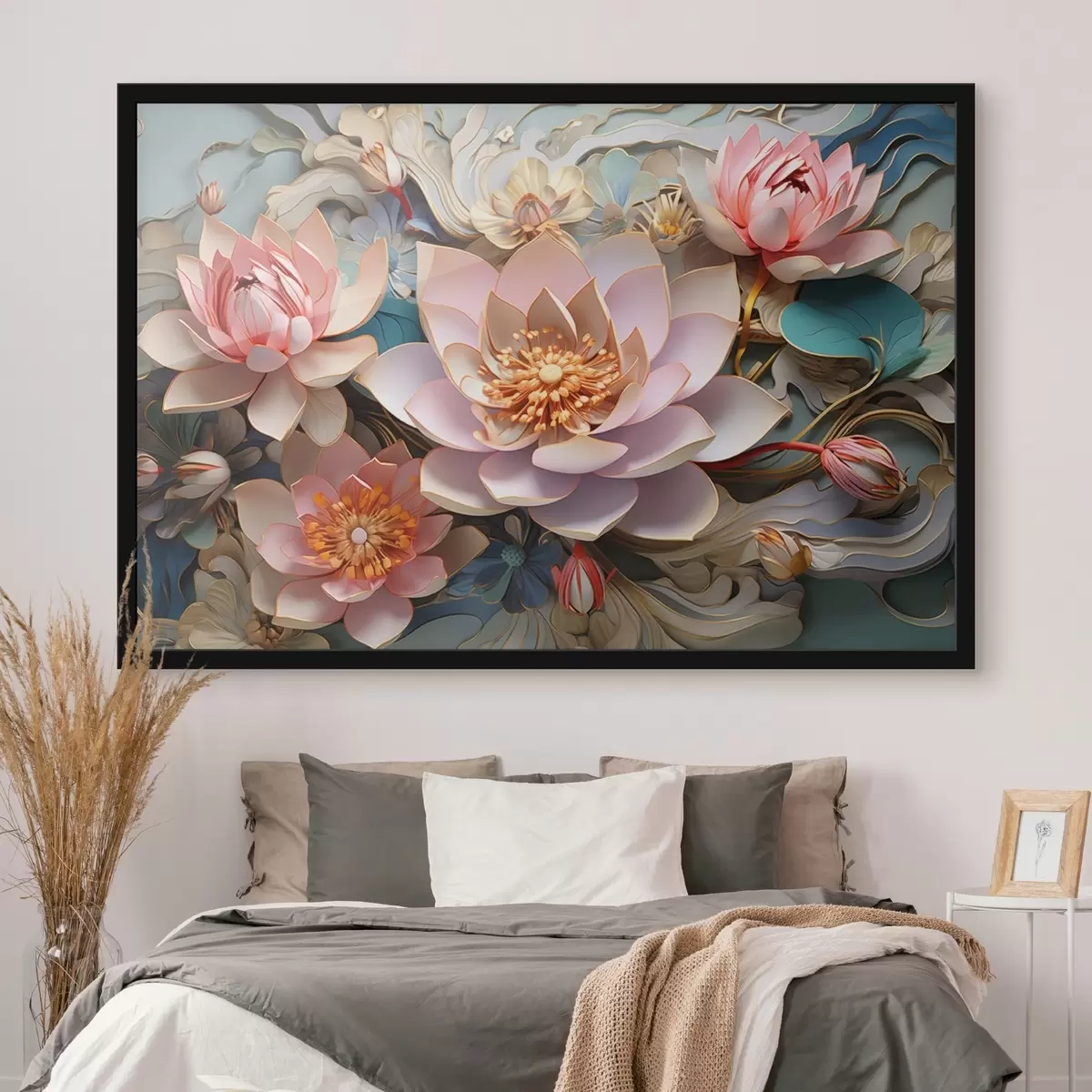Poster Loti rosa-arancio in stile disegno 3D f44934