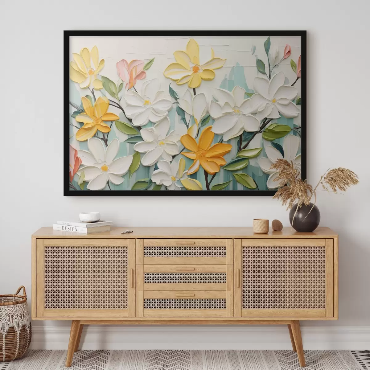 Poster Fiori in rilievo dai colori vivaci in stile imitazione pennellata f44942
