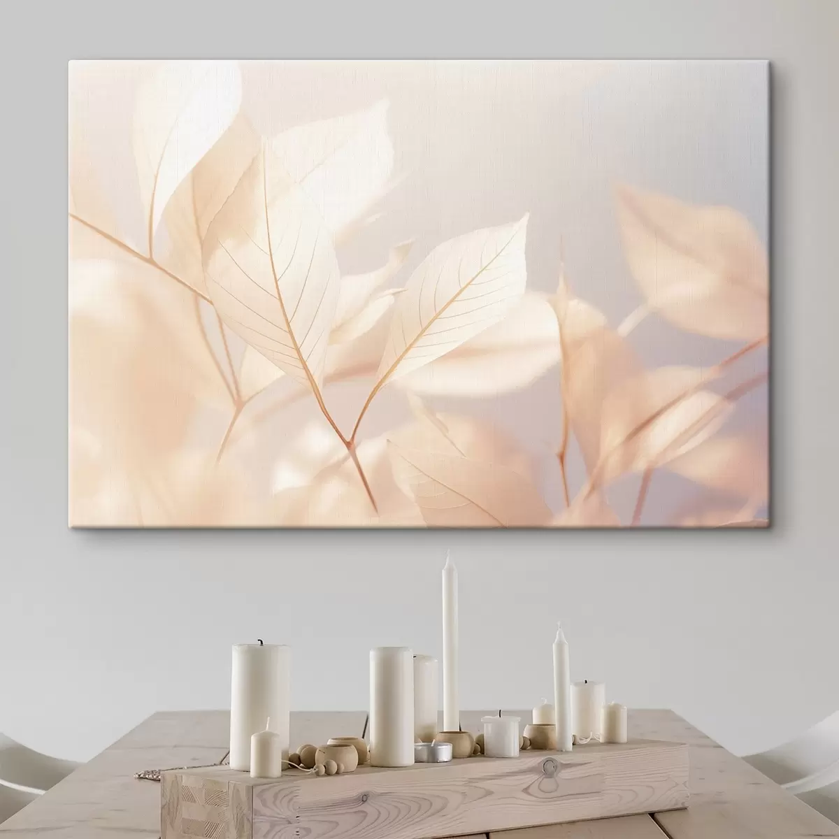 carta da parati Foglie traslucide con intricati motivi di venature, tavolozza di colori pastello tenui, illuminazione eterea, composizione minimalista nr. s44928