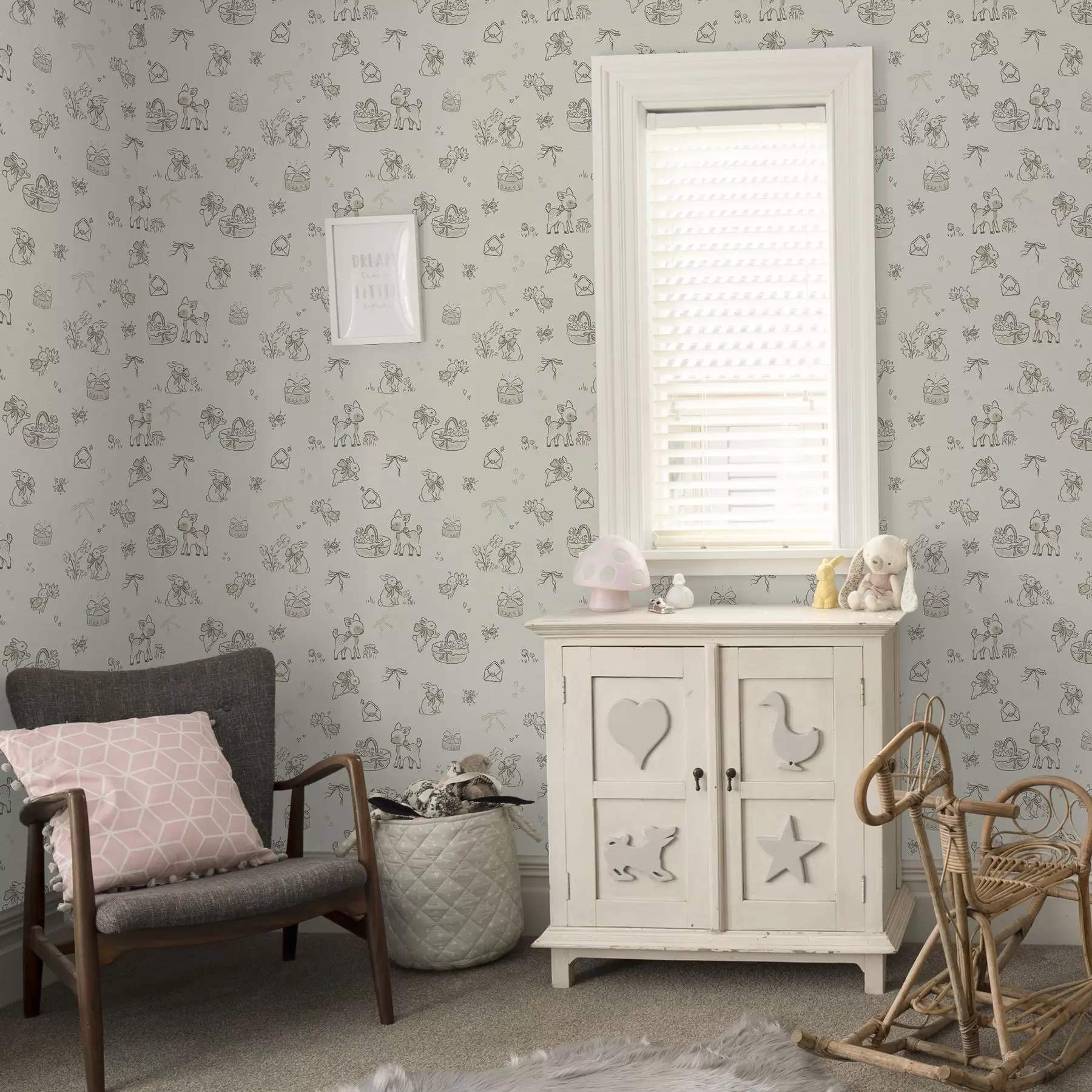 carta da parati Simpatica scena di foresta con cervi, conigli e api nr. a00215