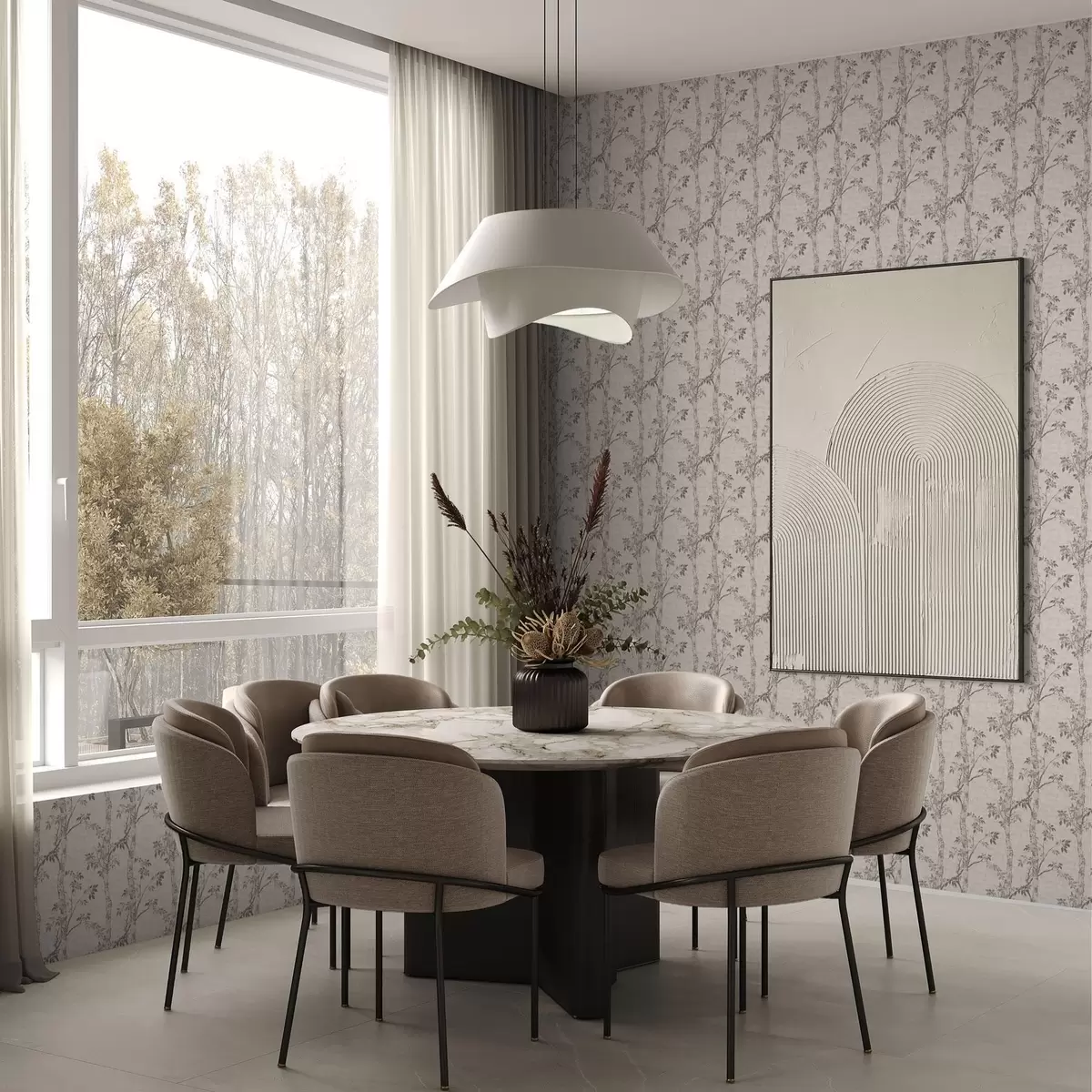 Carta da parati Rami di betulla con foglie, sfondo texturizzato a00257v1