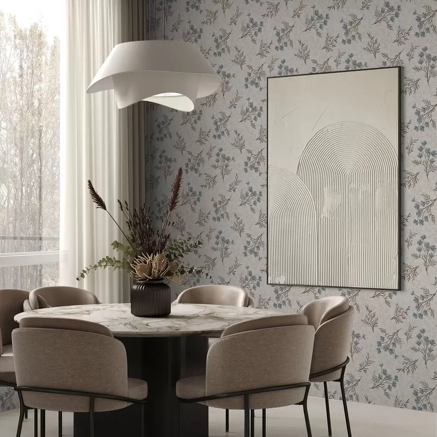 carta da parati Piccoli fiori blu con rami marroni nr. a00265