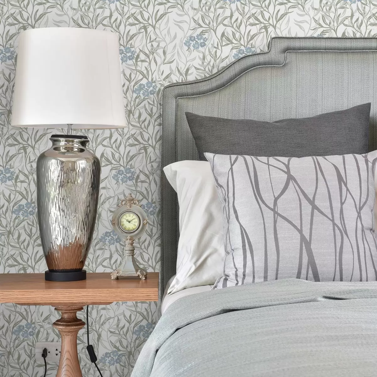 Carta da parati Stampa botanica leggera con fiori blu a00268