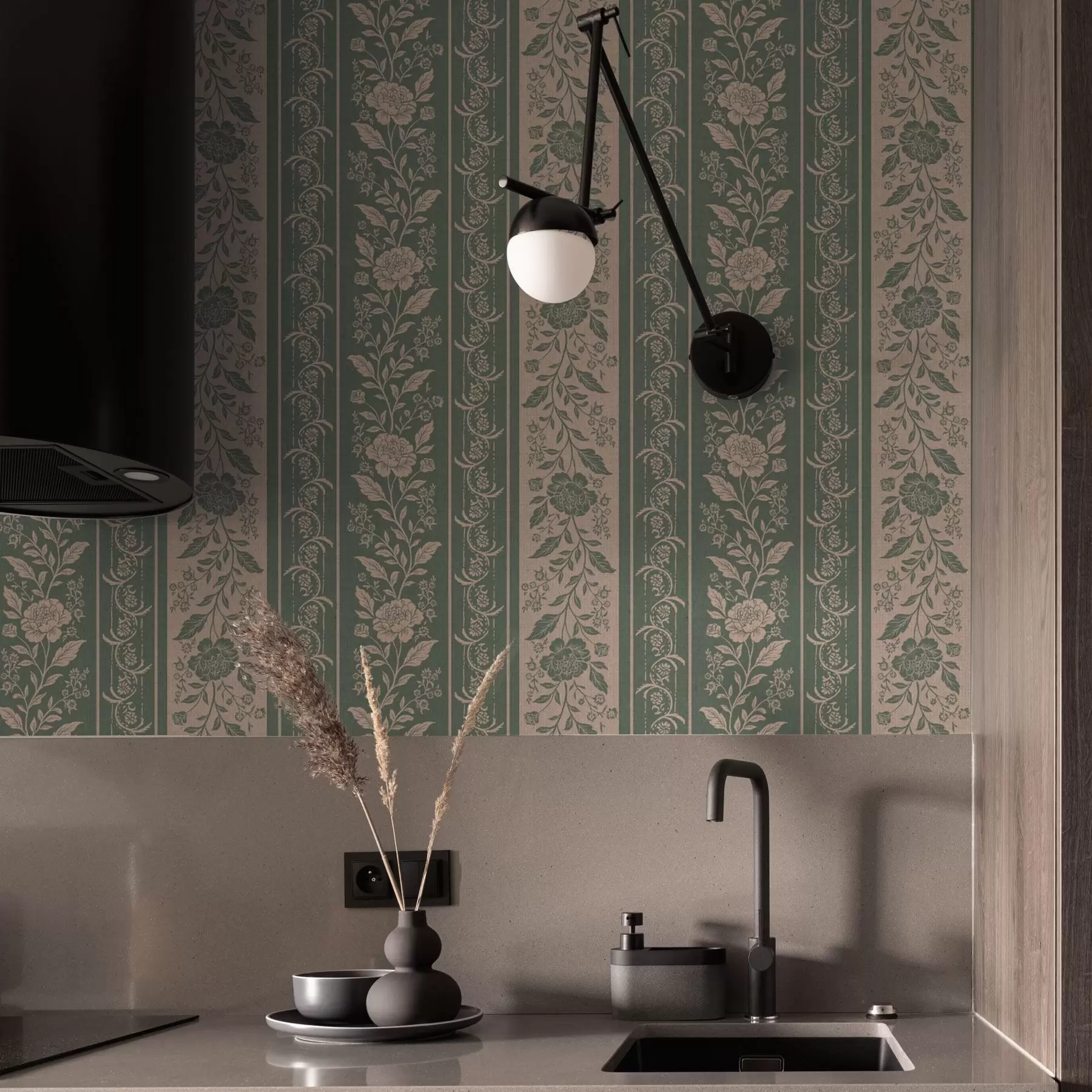 carta da parati Strisce verticali con motivo floreale nr. a00273