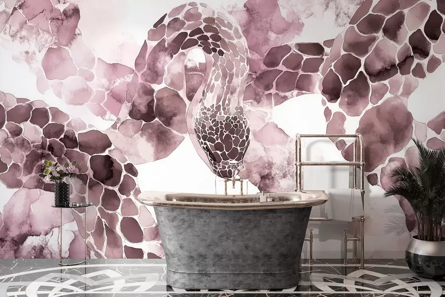 carta da parati Sagoma di serpente, stile acquerello, colori bordeaux nr. w04113v1