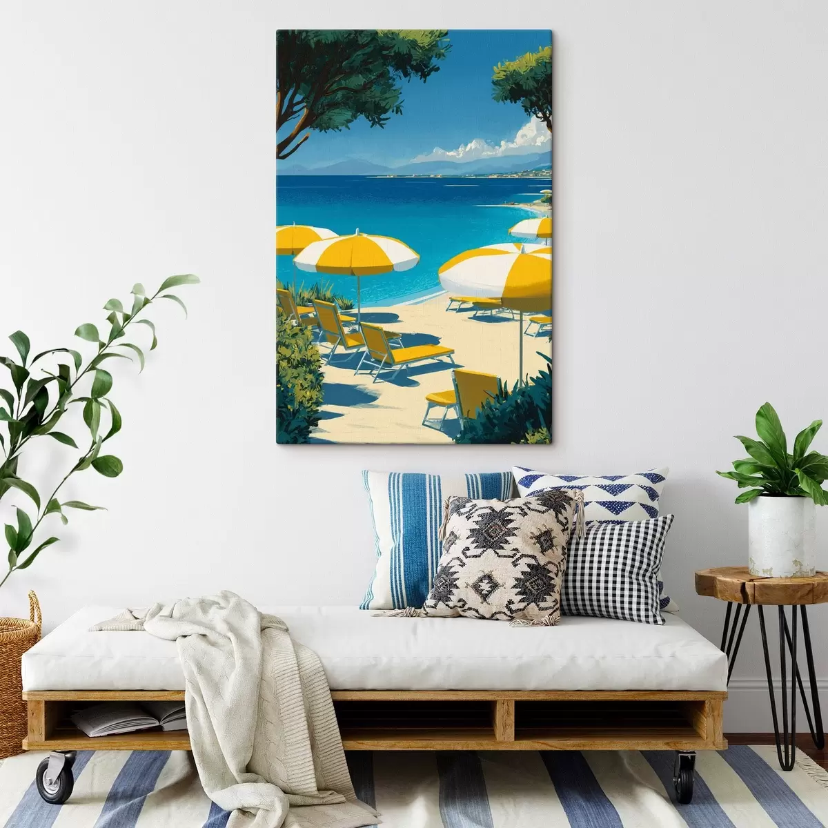 carta da parati Spiaggia estiva con ombrelloni e alberi nr. s44974